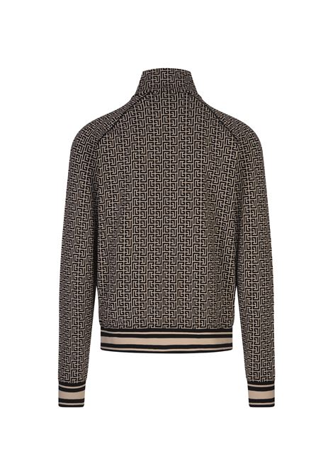 BALMAIN Bomber In Tessuto Monogram Avorio e Nero - BALMAIN Sconto