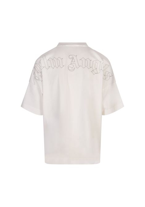 PALM ANGELS T-Shirt Bianca Con Monogram Ricamato - PALM ANGELS In Vendita
