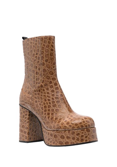 ETRO Stivaletti Platform In Pelle Stampata Marrone - ETRO Nuova