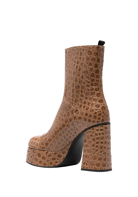 ETRO Stivaletti Platform In Pelle Stampata Marrone - ETRO Nuova