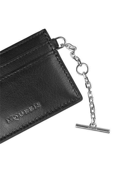 ALEXANDER MCQUEEN Portacarte Sling In Nero e Argento - ALEXANDER MCQUEEN Negozi Online