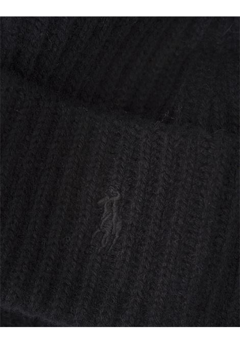 RALPH LAUREN Berretto Nero In Lana e Cashmere Con Pony Ricamato - RALPH LAUREN Fino Al -60%