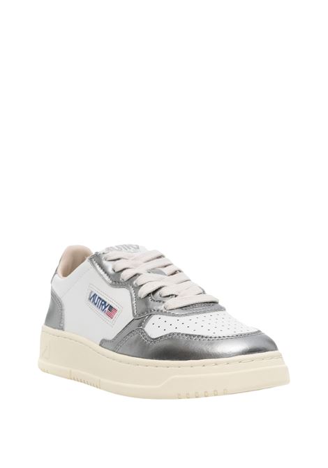 AUTRY Sneakers Medalist Low In Pelle Bianca e Metallizzata Steel - AUTRY Novità