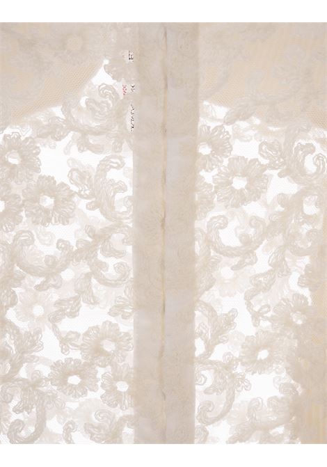 ERMANNO SCERVINO Top Bianco a Coste Con Pizzo Floreale - ERMANNO SCERVINO Negozi Online