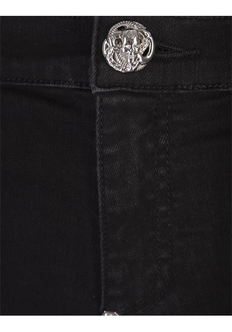 PHILIPP PLEIN Pantaloni Jegging Hexagon a Vita Alta In Denim Nero - PHILIPP PLEIN Saldi