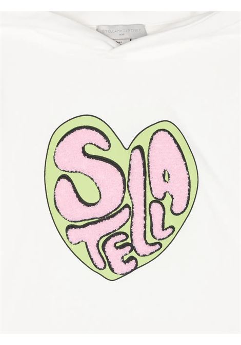 STELLA MCCARTNEY KIDS Felpa con Cappuccio Bianca con Grafica Stella Applicata - STELLA MCCARTNEY KIDS Nuova