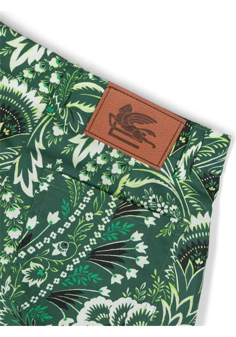 ETRO KIDS Shorts In Denim Verde Con Motivo Paisley - ETRO KIDS Moda