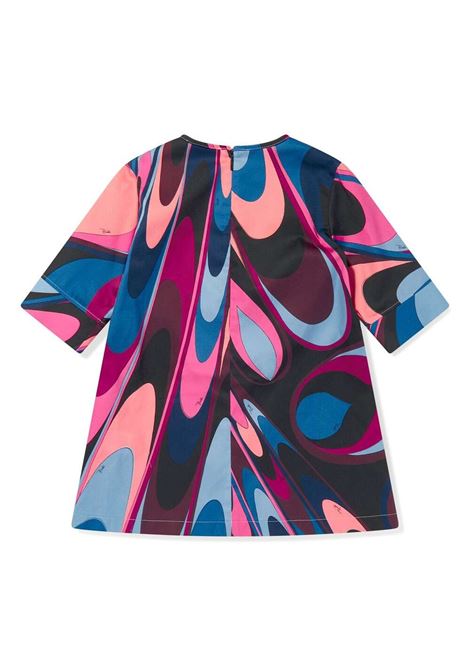 EMILIO PUCCI JUNIOR Abito a Maniche Lungo Con Stampa Onde - EMILIO PUCCI JUNIOR 2025