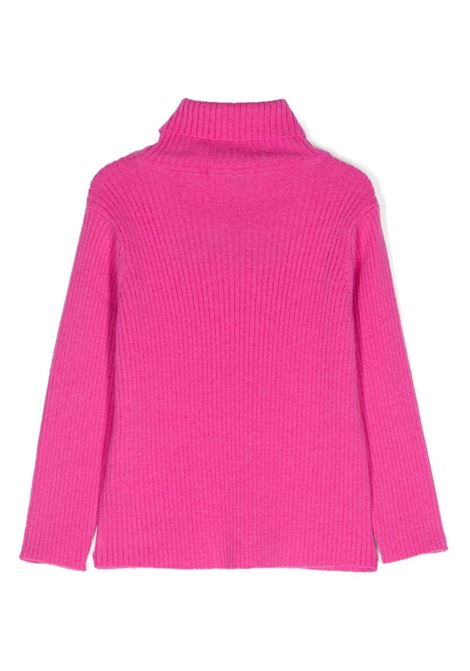 EMILIO PUCCI JUNIOR Maglione a Collo Alto Fucsia Con Logo - EMILIO PUCCI JUNIOR Promozione