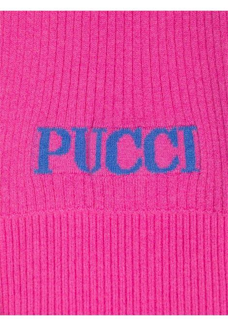 EMILIO PUCCI JUNIOR Sciarpa a Coste Fucsia Con Logo Azzurro - EMILIO PUCCI JUNIOR Qualità Garantita