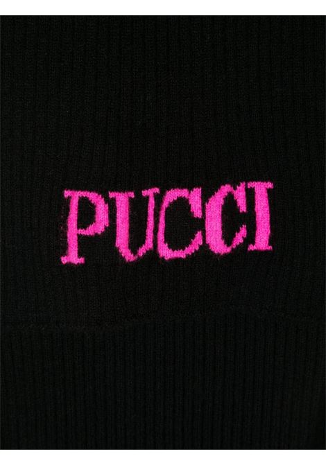 EMILIO PUCCI JUNIOR Sciarpa a Coste Nera Con Logo Fucsia - EMILIO PUCCI JUNIOR Negozi Online
