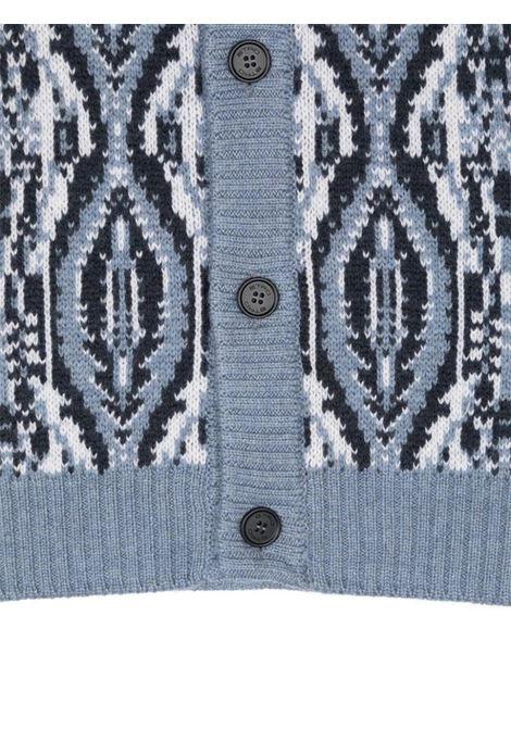 ETRO KIDS Cardigan In Lana Jacquard Azzurra Con Motivi Geometrici - ETRO KIDS Promozione Limitata
