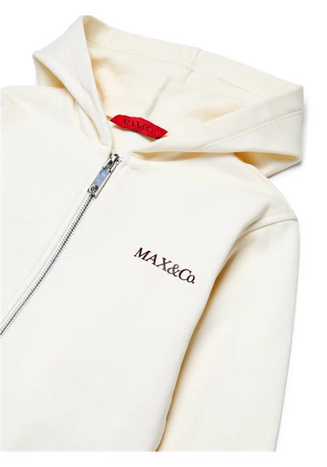 MAX&CO. KIDS Felpa Zip-Up Bianc Con Logo e Cappuccio - MAX&CO. KIDS In Vendita