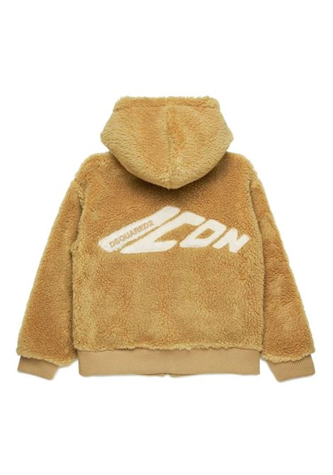 DSQUARED2 KIDS Giacca Con Cappuccio Icon In Teddy Beige - DSQUARED2 KIDS Negozio