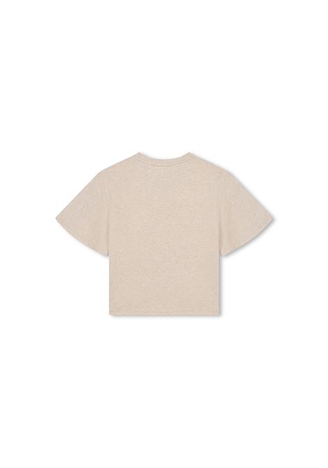 CHLOÉ KIDS T-Shirt Beige Marl Con Ricamo Botanico - CHLOÉ KIDS Qualità Garantita