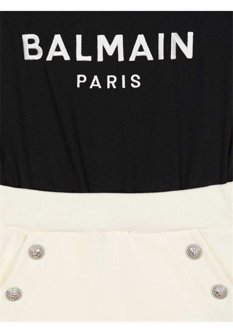 BALMAIN KIDS Abito Bianco e Nero Con Logo e Bottoni - BALMAIN KIDS Prezzo Ridotto