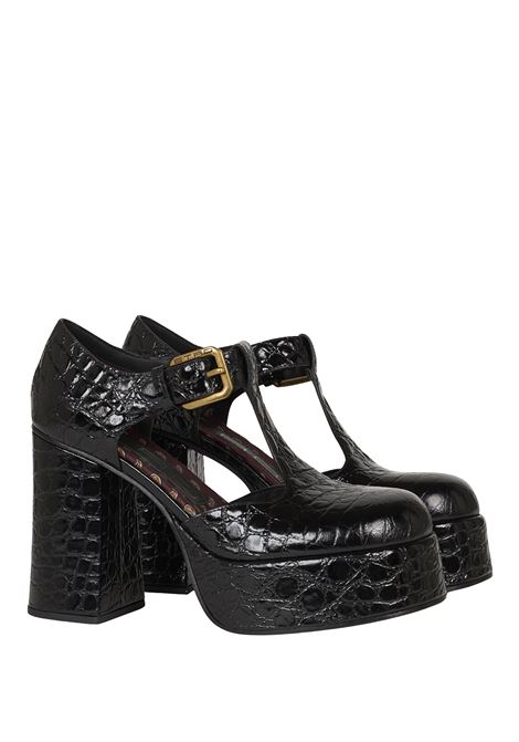 ETRO Sandali Platform Mary Jane In Pelle Stampata Nera - ETRO Nuova