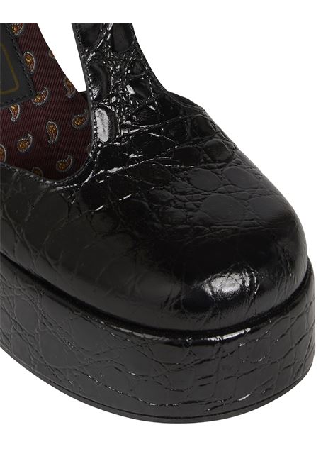ETRO Sandali Platform Mary Jane In Pelle Stampata Nera - ETRO Nuova
