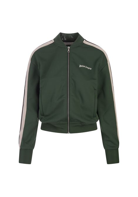 PALM ANGELS Felpa Zip-Up Verde Foresta Con Logo - PALM ANGELS Comprare a buon mercato