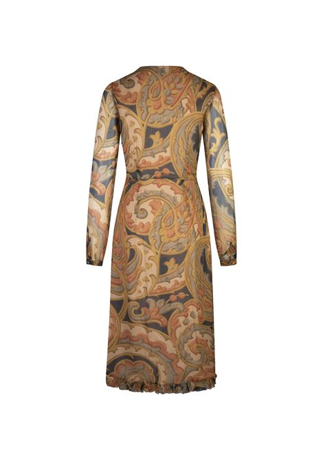 ETRO Abito Midi In Seta Blu Navy Stampata - ETRO Offerta natalizia