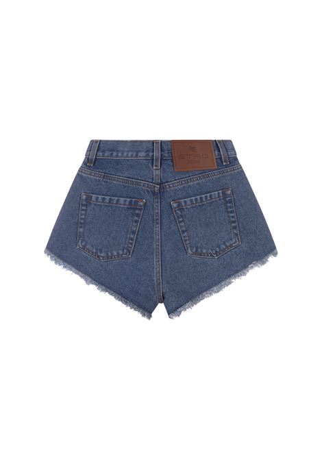 ETRO Shorts In Denim Blu a Vita Alta - ETRO Offerta Giorno del Papà