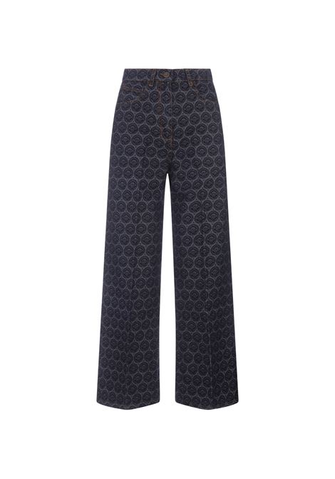 ETRO Jeans a Gamba Larga In Denim Blu Scuro Con Iconico Motivo - ETRO Smaltimento dello stoccaggio
