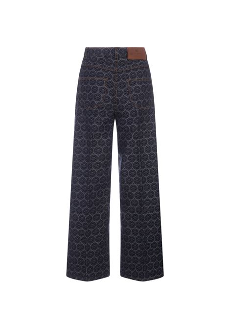 ETRO Jeans a Gamba Larga In Denim Blu Scuro Con Iconico Motivo - ETRO Smaltimento dello stoccaggio