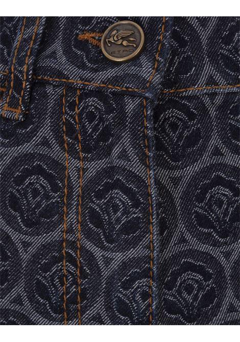 ETRO Jeans a Gamba Larga In Denim Blu Scuro Con Iconico Motivo - ETRO Smaltimento dello stoccaggio