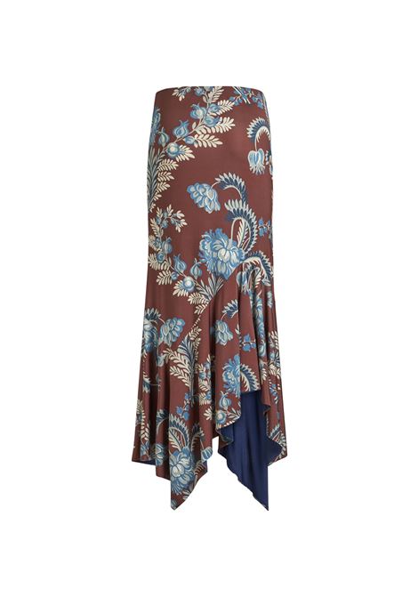 ETRO Gonna Midi In Jersey Stampato Bordeaux - ETRO Online Outlet