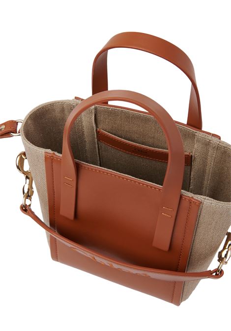 CHLOÉ Borsa "Sense" In Lino Naturale e Pelle Caramel - CHLOÉ Fino al 60% di sconto