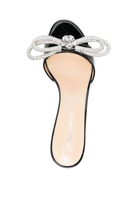 MACH & MACH Mules 65 Double Bow In Pelle Verniciata Nera - MACH & MACH Enormi sconti