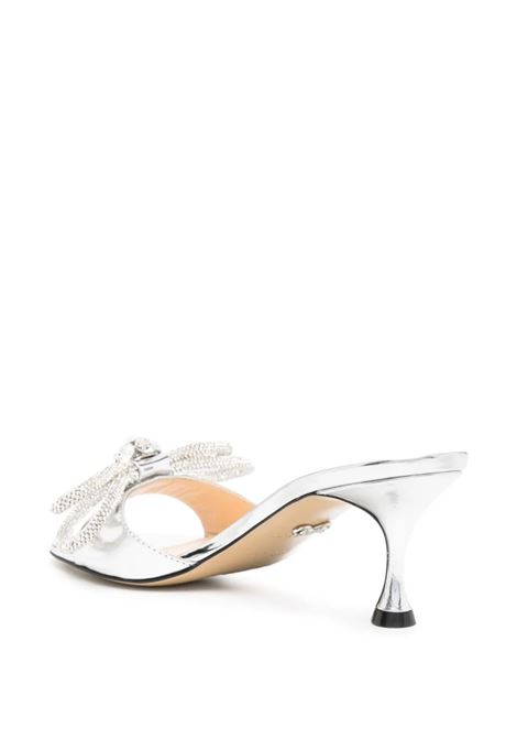 MACH & MACH Mules 65 Double Bow In Pelle Metallizzata Argento - MACH & MACH 50% di sconto con spedizione gratuita