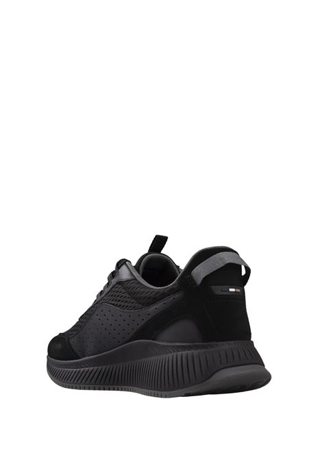 BOSS TTNM EVO Sneakers Nere In Pelle Liscia e Scamosciata e Mesh Con Suola a Spina Di Pesce - BOSS 50% di sconto per tempo limitato