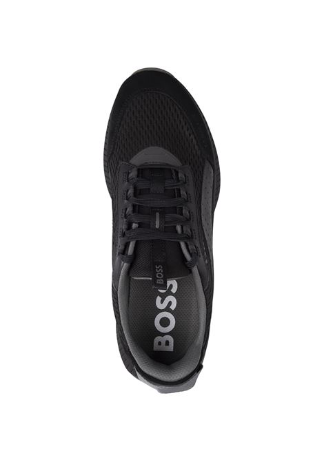 BOSS TTNM EVO Sneakers Nere In Pelle Liscia e Scamosciata e Mesh Con Suola a Spina Di Pesce - BOSS 50% di sconto per tempo limitato