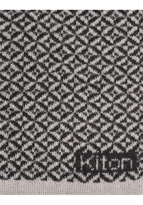 KITON Sciarpa In Cashmere Nero Con Motivo Jacquard - KITON Acquista Ora