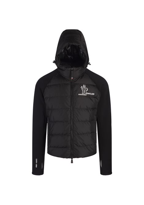MONCLER GRENOBLE Felpa Zip-Up Nera Con Logo a Contrasto - MONCLER GRENOBLE Fino Al -60%