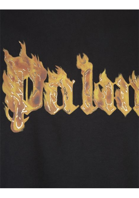 PALM ANGELS T-Shirt Nera Con Logo Palm Angels Infiammato - PALM ANGELS Presa