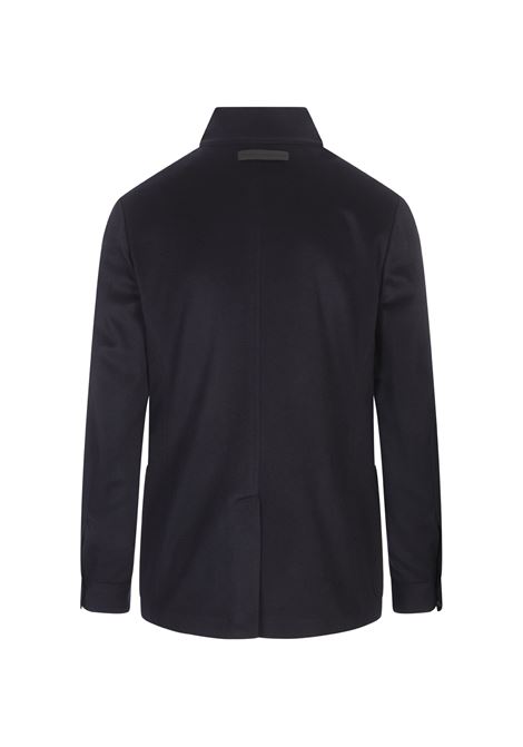 ZEGNA Cappotto Midi In Cashmere Blu Scuro - ZEGNA Moda
