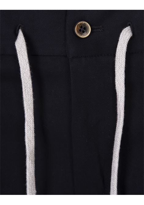 PT TORINO Pantaloni Slim Fit Con Coulisse In Misto Cashmere Blu - PT TORINO Negozio online di fabbrica