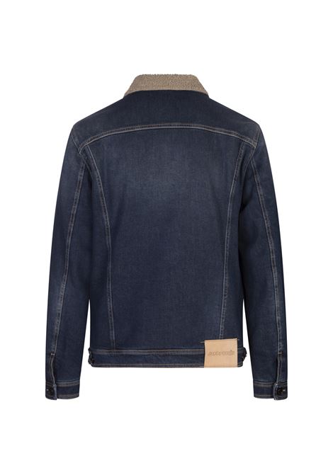 JACOB COHEN Giacca Trucker Sherpa in Mid Blue Comfort Denim - JACOB COHEN Offerta speciale
