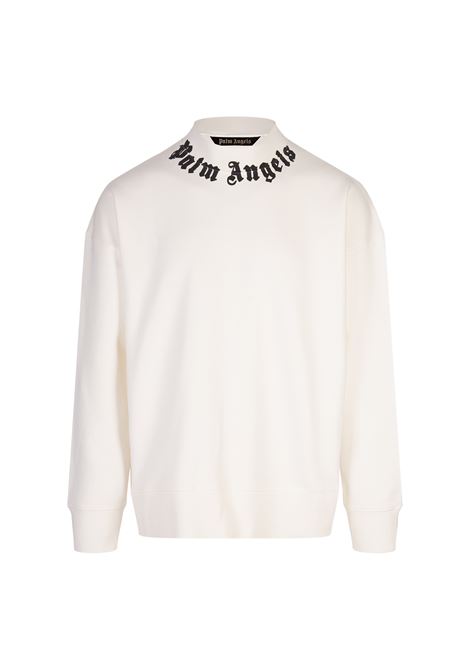 PALM ANGELS Felpa Bianca Con Logo Stampato Sullo Scollo - PALM ANGELS Flash Sale