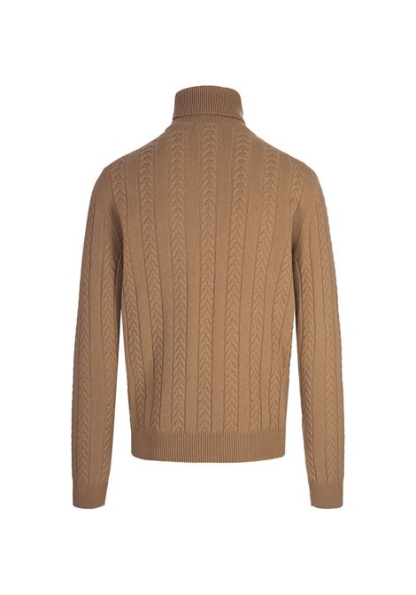 BOSS Maglione Dolcevita In Lana Vergine e Cashmere Beige - BOSS Offerta Pasqua