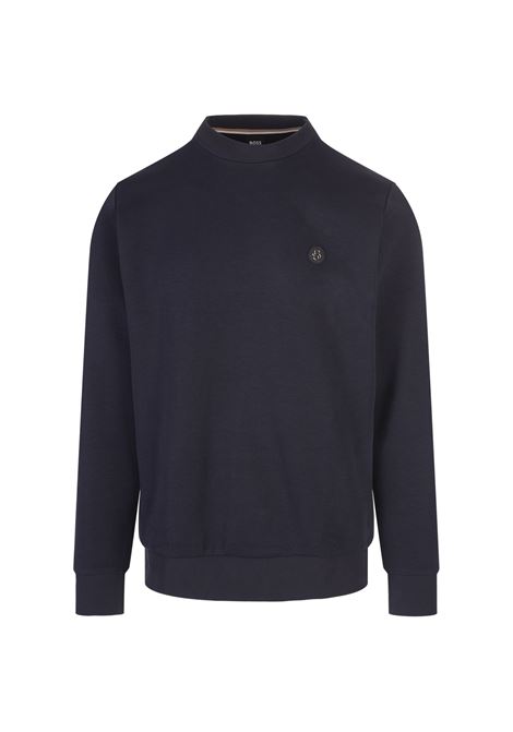 BOSS Felpa Regular Fit Blu Con Patch Monogramma - BOSS Offerta per la Festa della Mamma