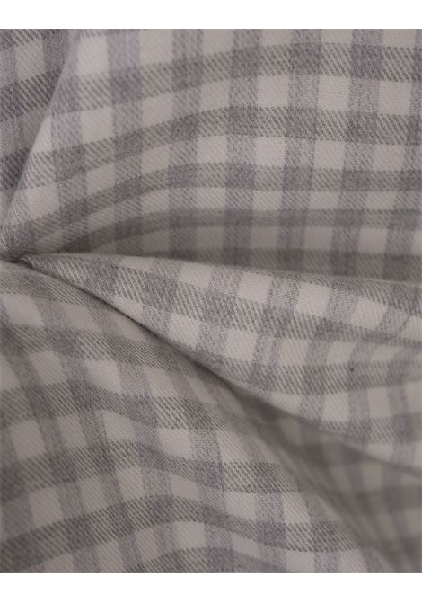 KITON Camicia Bianca Con Motivo a Quadretti Grigio - KITON Online Outlet