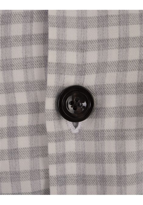 KITON Camicia Bianca Con Motivo a Quadretti Grigio - KITON Online Outlet