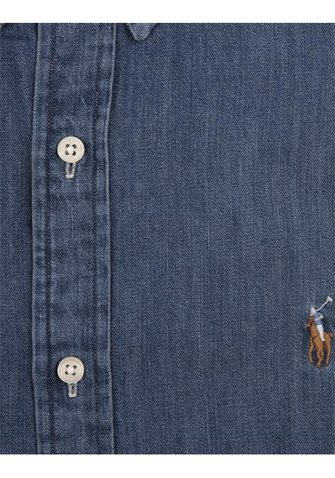 RALPH LAUREN Camicia Slim Fit In Denim Con Pony Ricamato - RALPH LAUREN Grandi sconti
