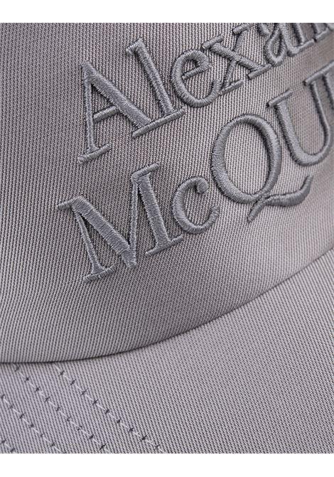 ALEXANDER MCQUEEN Cappello Da Baseball In Misto Seta Grigio Con Logo Frontale - ALEXANDER MCQUEEN Offerte stagionali