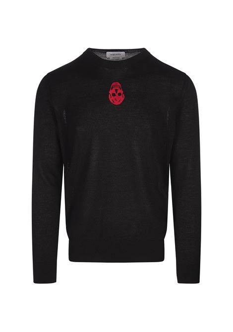 ALEXANDER MCQUEEN Maglione Nero Con Skull Rosso Rovesciato - ALEXANDER MCQUEEN Liquidazione