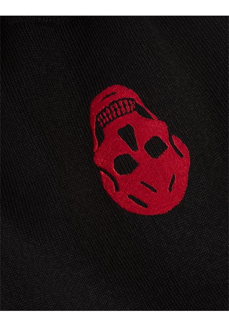 ALEXANDER MCQUEEN Maglione Nero Con Skull Rosso Rovesciato - ALEXANDER MCQUEEN Liquidazione