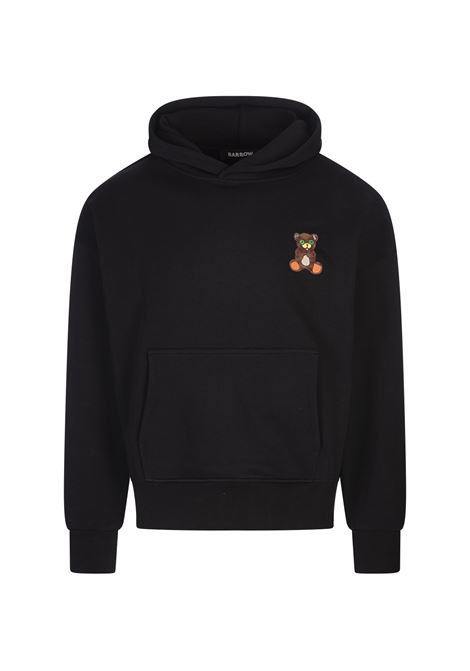 BARROW Felpa Nera Con Patch Bear e Stampa Sul Cappuccio - BARROW Ritorno libero